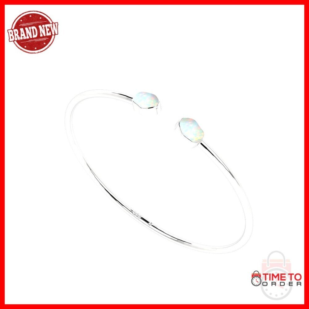 Sterling Silver Adjustable Twister Bangle Bracelet with Ethiopian Opal Gemstones